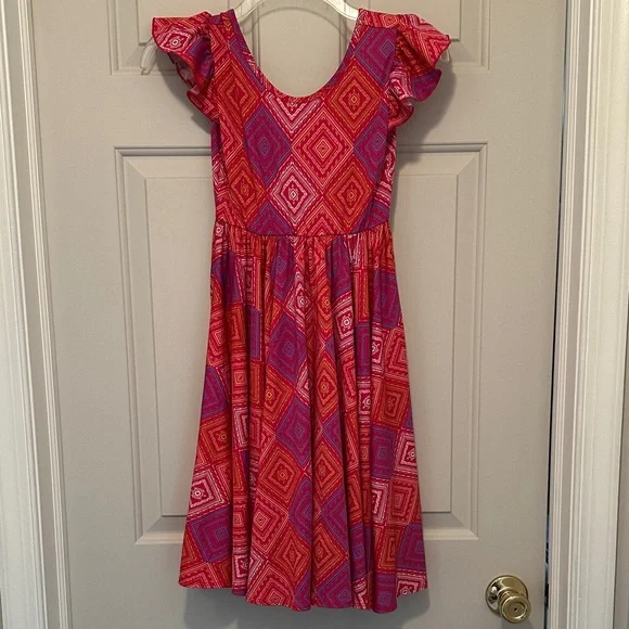 Girls Dress with Geometric Patterns - Picture 1 of 3